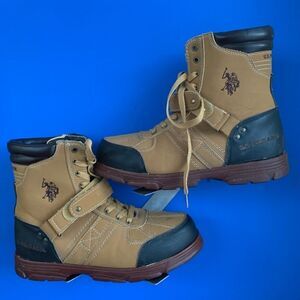 US Polo ASSN Tan Brown Boots US Men's 10 21618837F Lace-Up w/Strap Crusade